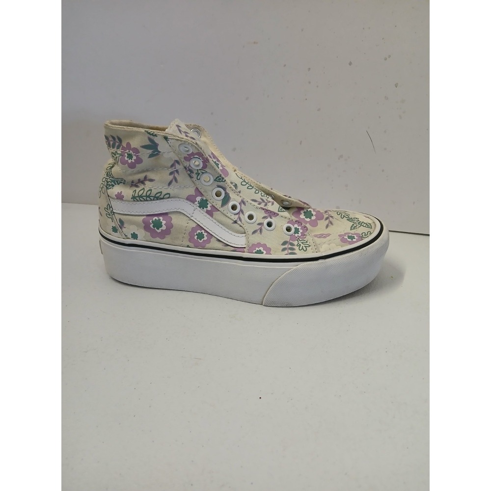 VANS Sk8-Hi Tapered Stackform True White Floral Sneakers Shoes WOMENS 7 37